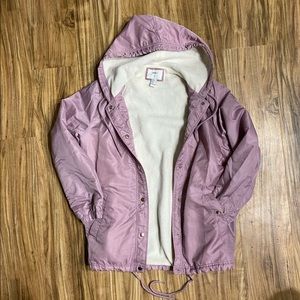 Pink Windbreaker Jacket w Fuzzy Cream Lining